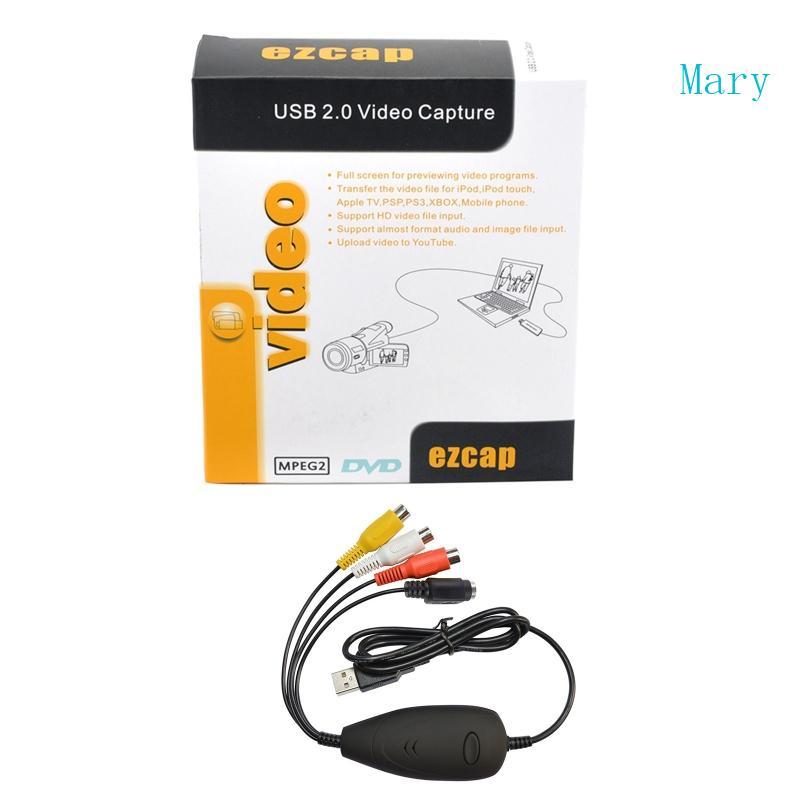 Mary Ezcap172 USB Video Grabber Capture อะแดปเตอร์แปลง VHS เครื่องบันทึกวิดีโอ DVD กล้องวิดีโอสําหรั