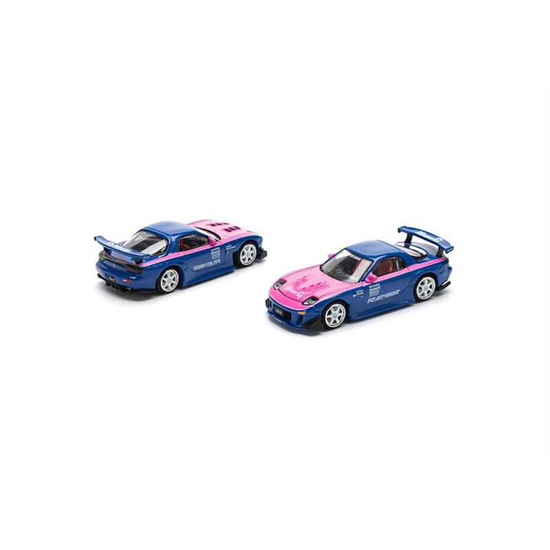 Pop Race 1:64 RX7 RE-AMEMIYA - BLUE/PINK รถโมเดลDiecast