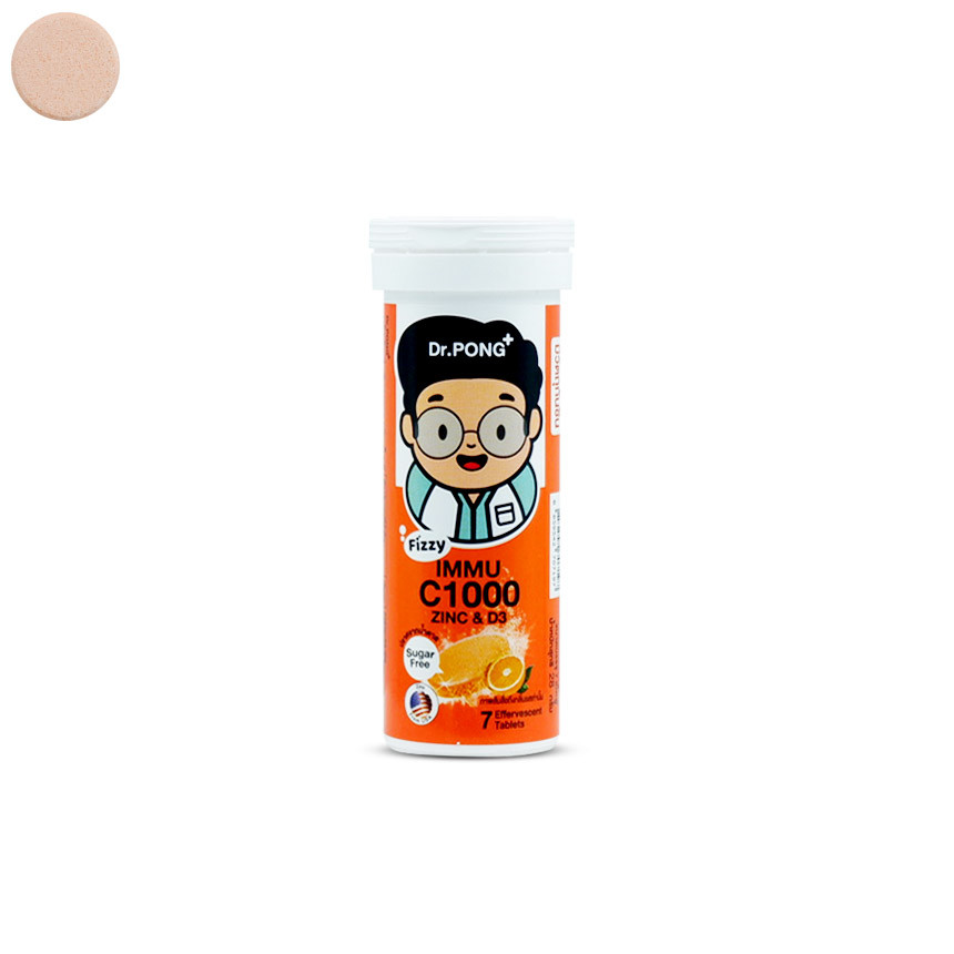 Dr.Pong Fizzy Immu C1000 Zinc & D3 หลอด 7 เม็ด
