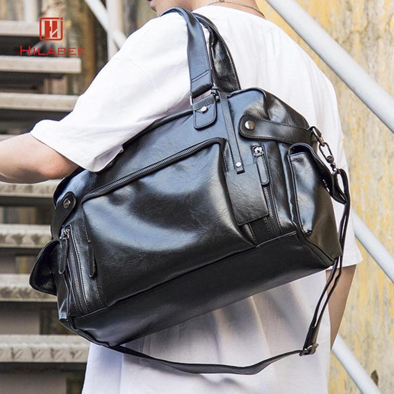 [hilabee] Mens Leather Shoulder Bag Computer Bag Top Handle Handbag for Office Outdoor