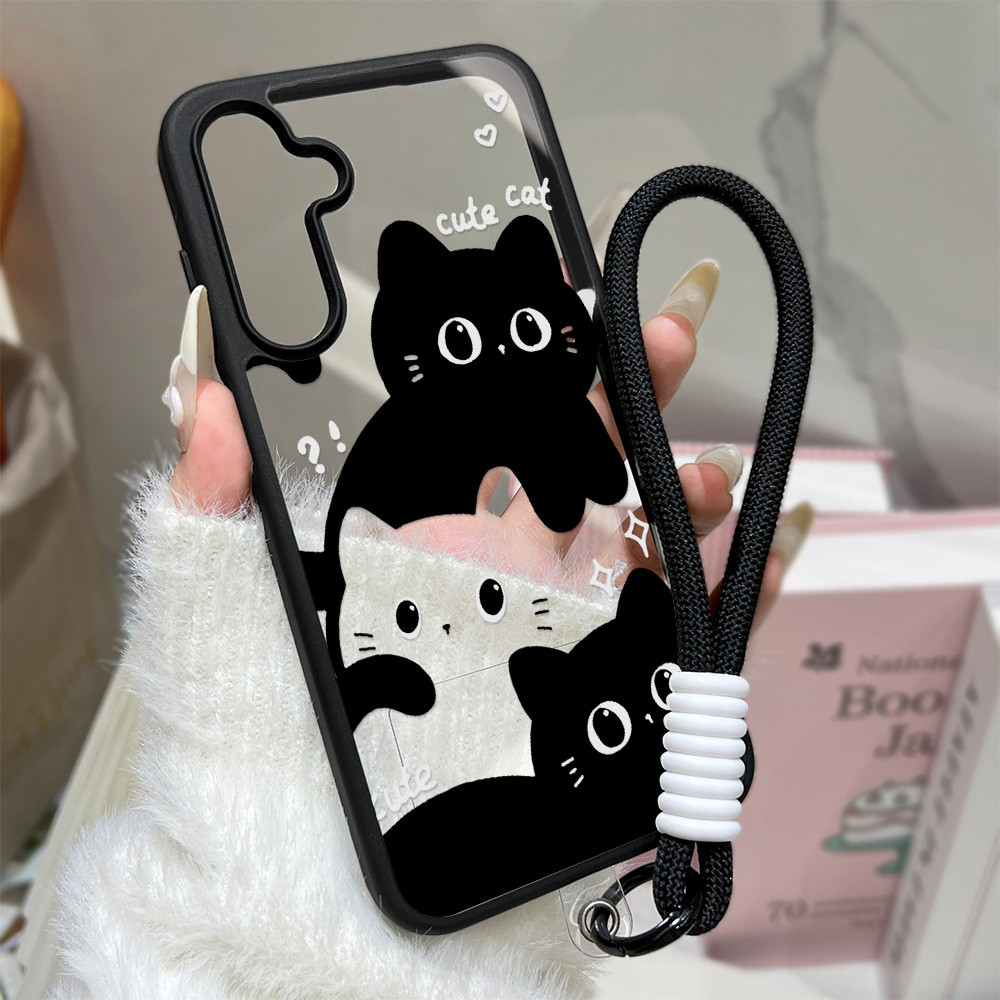 🔥🔥เคส For Samsung A07 A37 A55 A17 A16 A36 A56 A35 A06 A54 A15 A05 S26 S25 S24 S23FE Ultra Cute Cat เคสโทรศัพท์แบบใสฝ้า