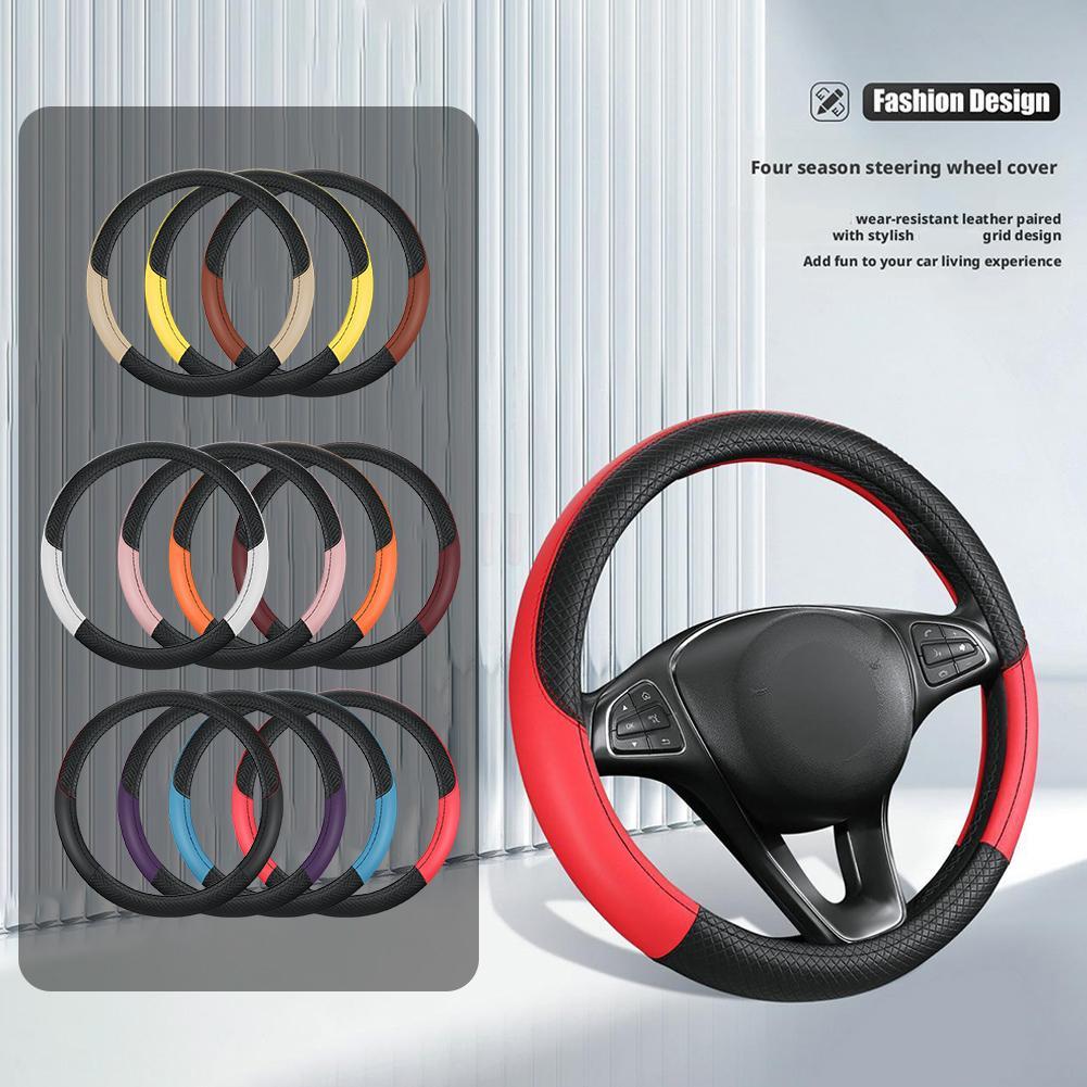 ที่หุ้มพวงมาลัยรถยนต์หนังนุ่มและสะดวกสบายเหมาะสําหรับรถยนต์ทั้งหมด F9g8