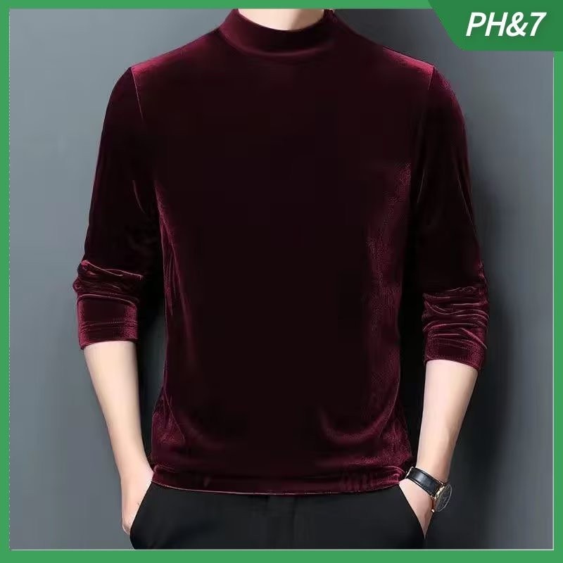 เสื้อยืดแขนยาวคอกลมเทรนด์ใหม่สำหรับผู้ชาย