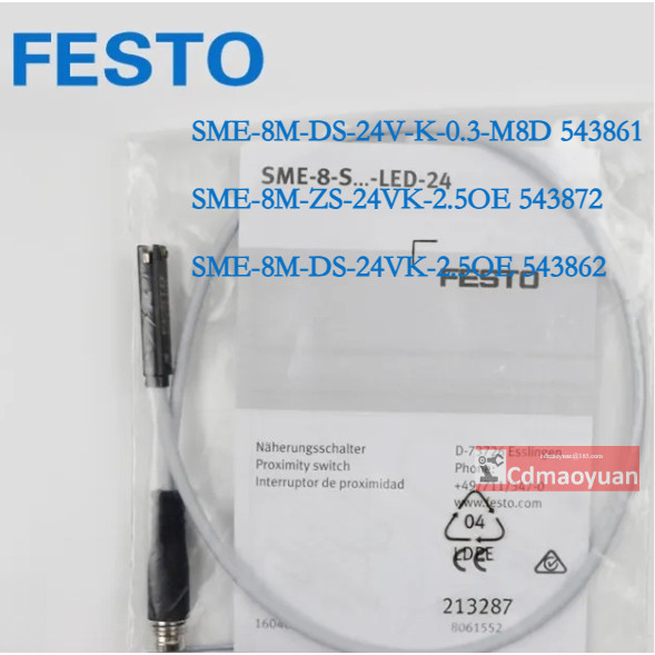 FESTO สวิตช์แม่เหล็ก SME-8M-DS-24V-K-0.3-M8D 543861  SME-8M-ZS-DS-24VK-2.5 OE 543872 543862Brand New