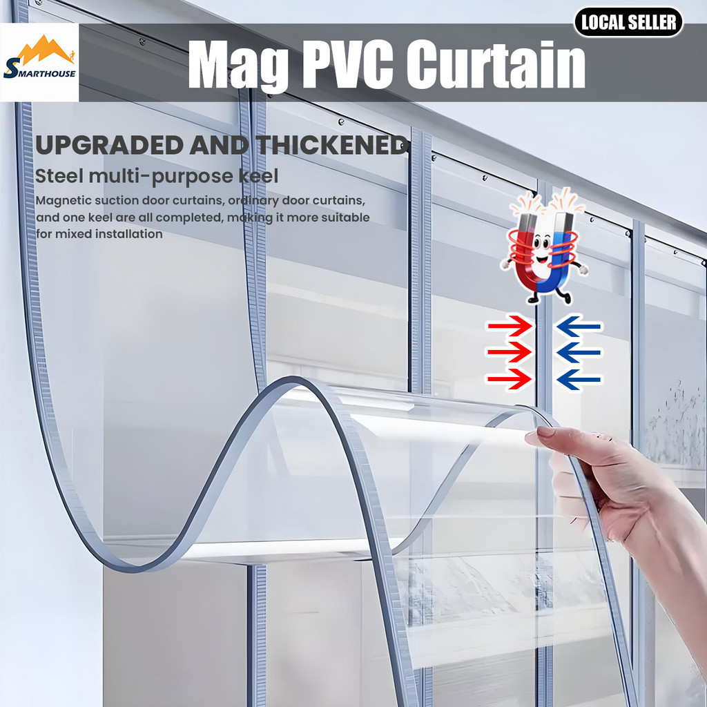 Aircond Curtain Magnetic Door Curtain PVC Windproof Block Door Curtain โปร่งใส Magnetic Curtain Lang