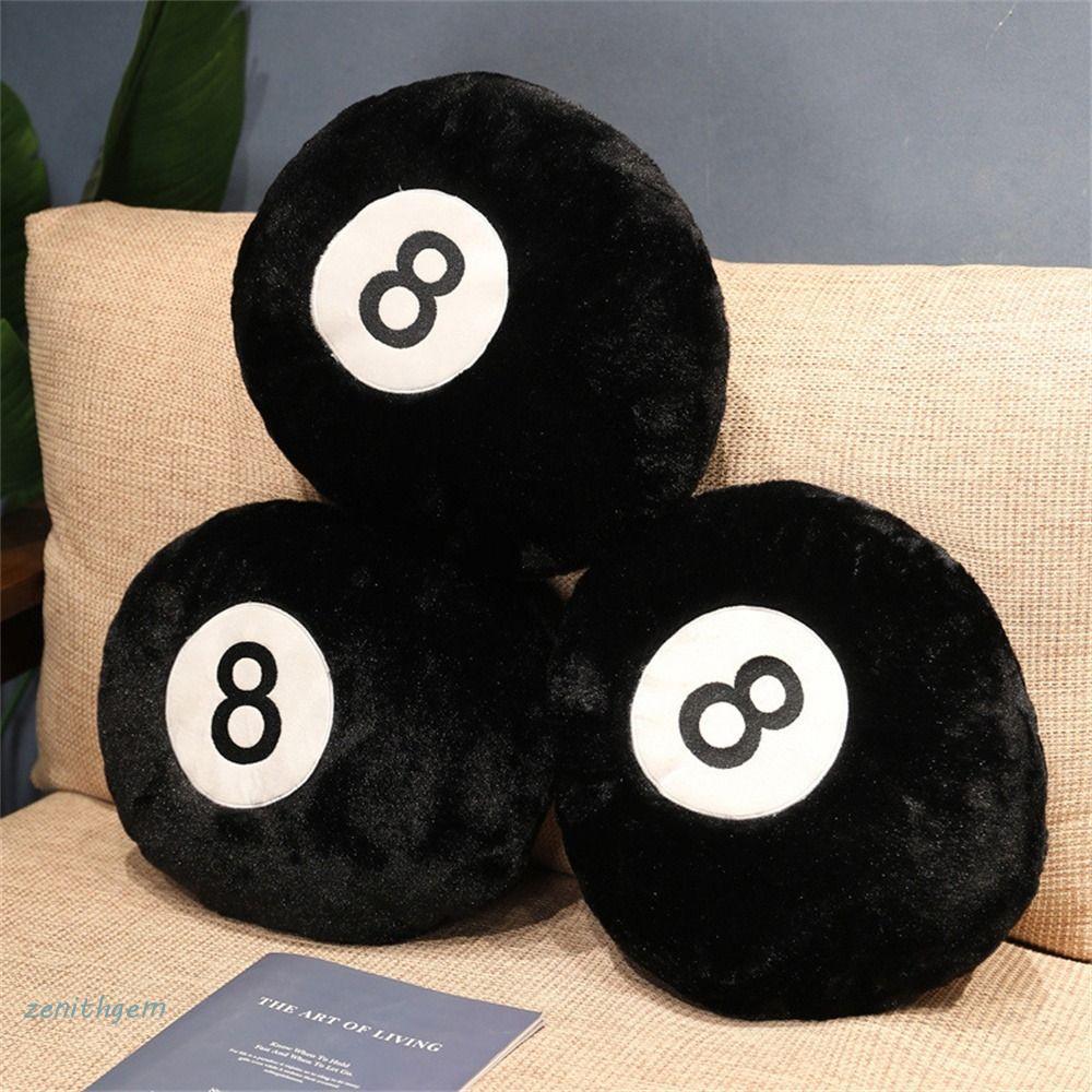 ZENITHG ตุ๊กตาบิลเลียด 8 Ball No. 8 Ball ของขวัญสร้างสรรค์ตุ๊กตาของเล่นเบาะรองนั่งโซฟาตกแต่งบ้าน 8 B