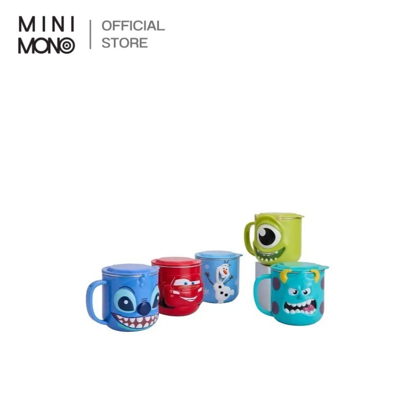 Mini Mono แก้วน้ำสแตนเลสพร้อมฝา 3D แข็งแรงทนทาน Disney Officially Licensed