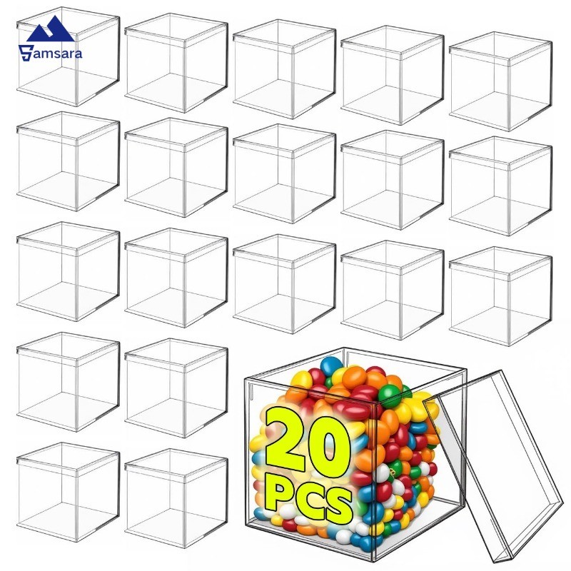 3/5/10/20PCS PS Material Square Box 5.5x5.5x5.5cm | ภาชนะพลาสติกใสขนาด 130 มล. อเนกประสงค์สําหรับเก็บขนมแห้ง