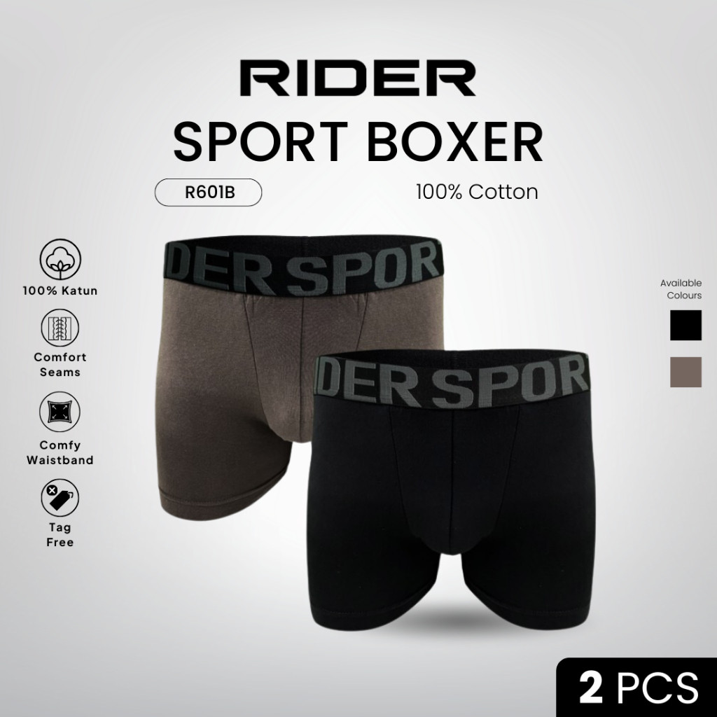 Rider Sport Boxer - กางเกงบ็อกเซอร์ผู้ชาย R601B 2 ชิ้น