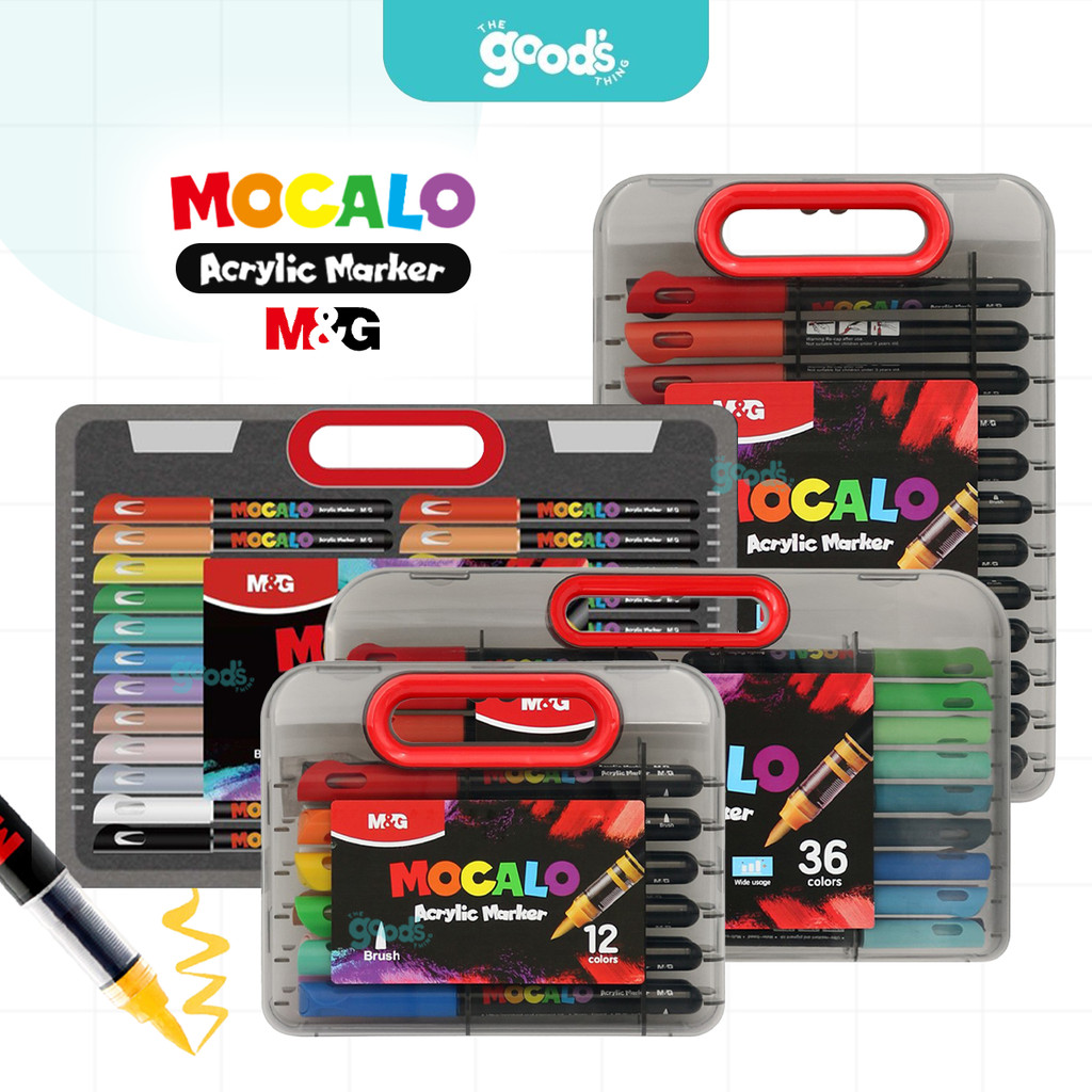 ปากกา MOCALO Acrylic Marker M&G หัวพู่กัน ปากกาอะคริลิค คุณภาพดี มีหลายขนาด (จำนวน1กล่อง)