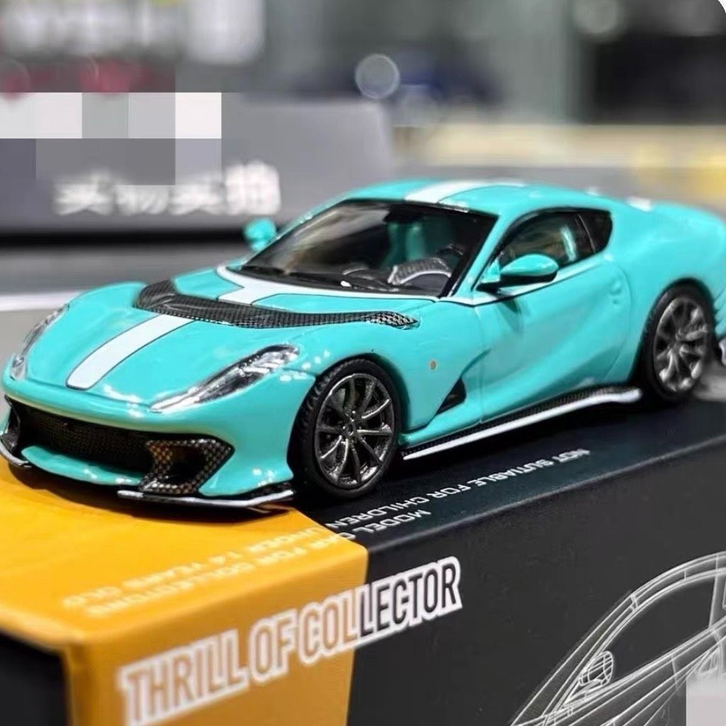 TOC 1: 64 Ferrari 812C รถจําลองโลหะผสมรุ่น Ferrari 812C 1/64 รถรุ่น Tiffany Blue, ยี่ห้อใหม่ยังไม่ได