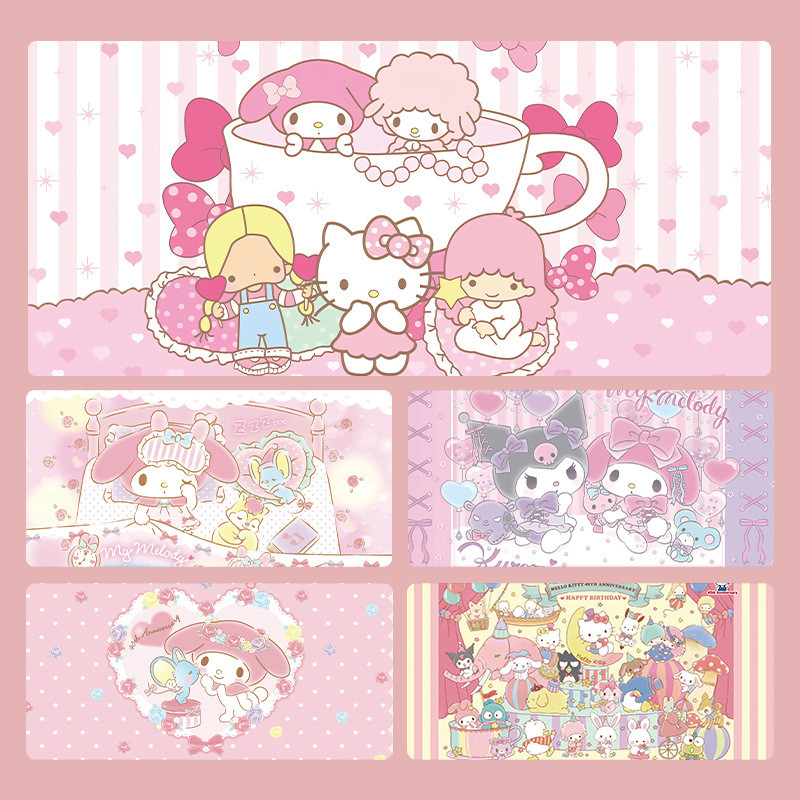 แผ่นรองเมาส์ Sanrio Kuromi Melody การ์ตูนน่ารักแผ่นรองโต๊ะ kitty Cinnamoroll นักเรียน Anti-Slip Dirt-Resistant คีย์บอร์ด