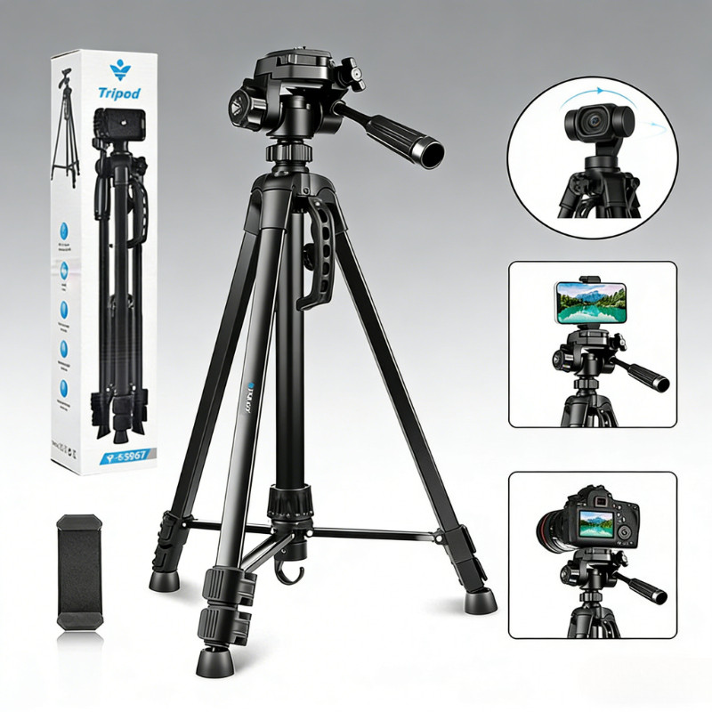 F3366T ขาตั้งกล้อง สีดำ พร้อมรีโมทบลูทูธ พร้อมที่จับมือถือชนิดเกลียวหมุน สามารถตั้งได้ทั้งสมาร์ทโฟน และ กล้อง