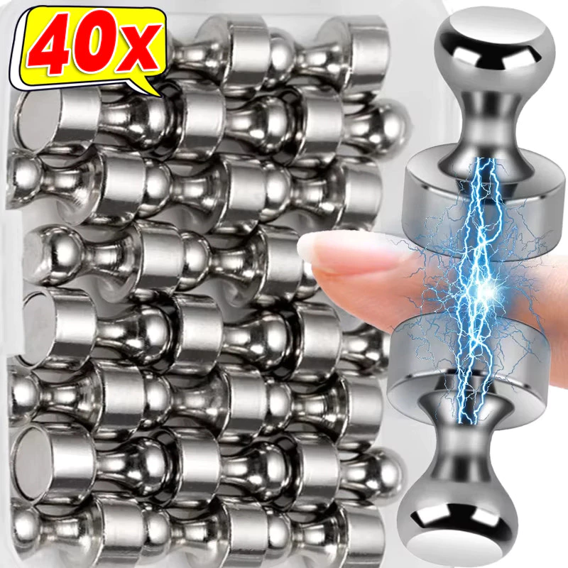 6/10/20/40 ชิ้น Super Strong Neodymium แม่เหล็ก - Magnetic Pushpin ตะขอสําหรับตู้เย็นไวท์บอร์ด Magnetic Sucker Thumbtack Push Pins