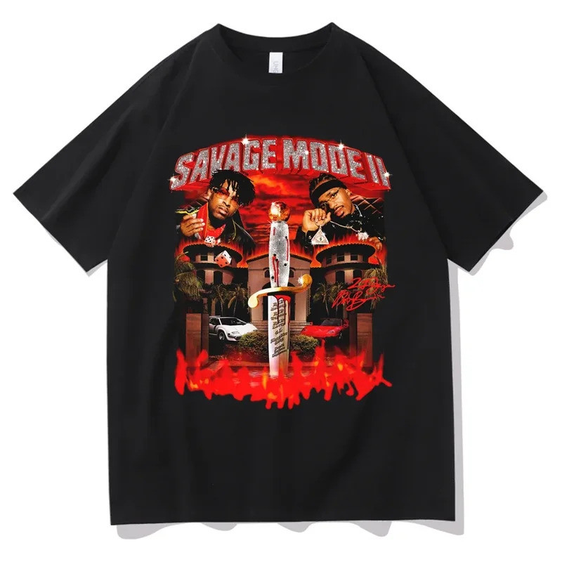 21 Savage Story อัลบั้ม American Dream เสื้อยืดผู้ชายผู้หญิง แฟชั่นอัลบั้มเพลง เสื้อยืดฮิปฮอป สตรีทแ