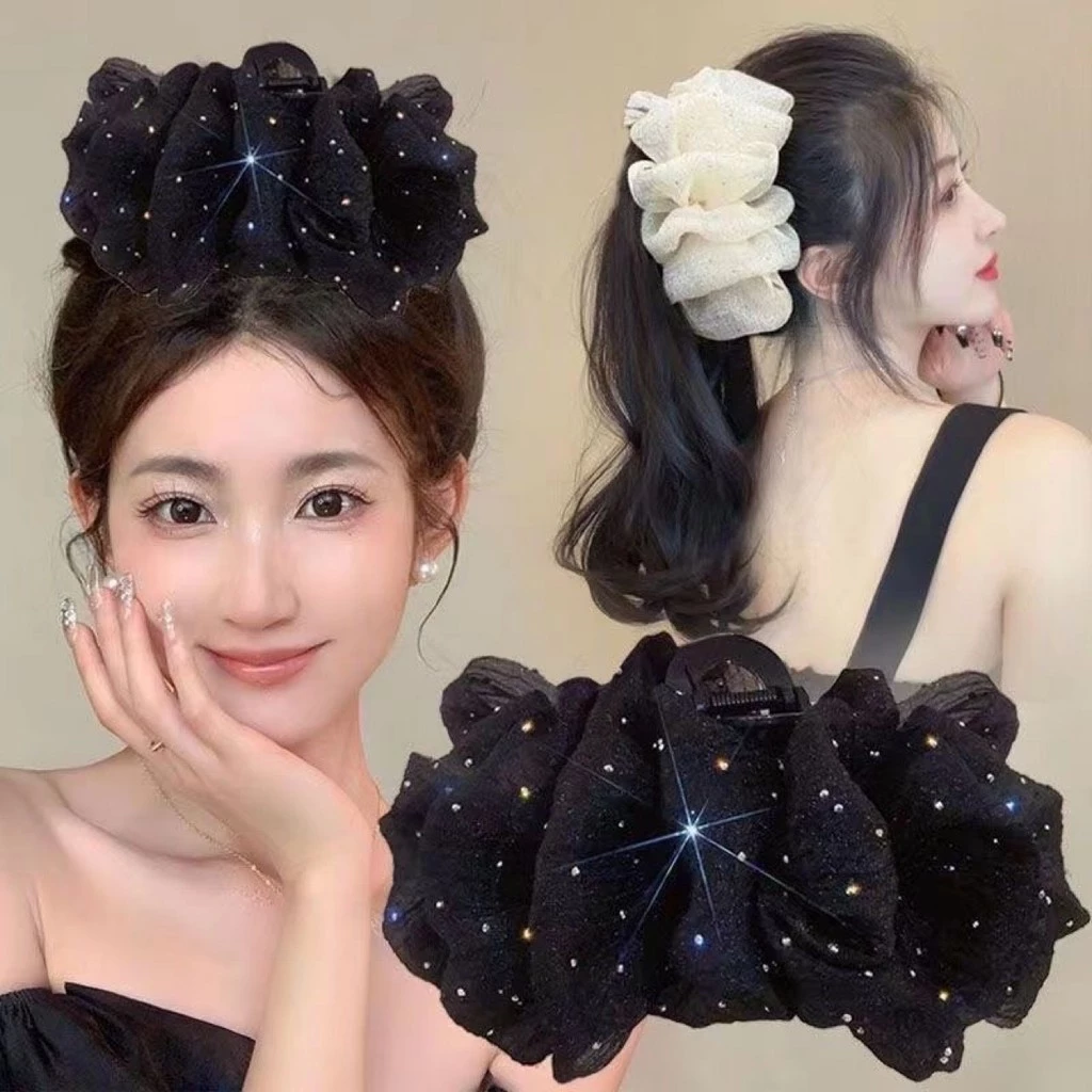 กิ๊บหนีบผมทรงก้อนเมฆ ผ้าออร์แกนซ่า ฟูๆ ไซส์ใหญ่ (เก็บผมดี) สไตล์เกาหลี ลุคคุณหนู งานไฮเอนด์