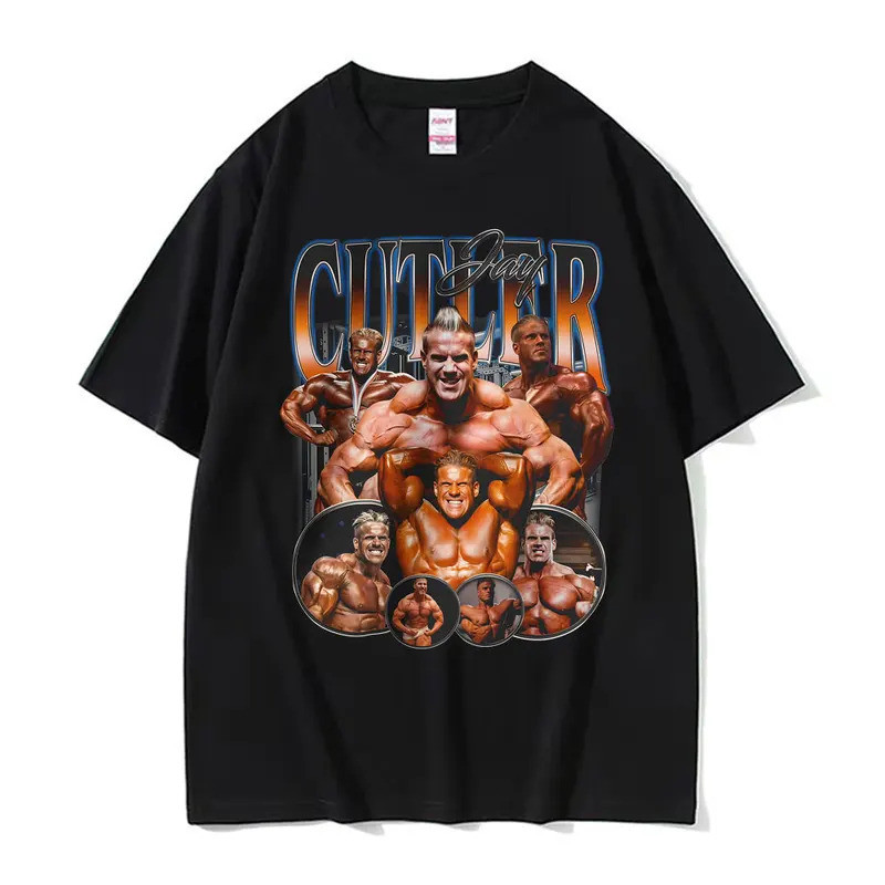 ฟิตเนส เสื้อยืดพิมพ์ลาย Jay Cutler สไตล์วินเทจ เสื้อยืดลำลองสำหรับผู้ชายและผู้หญิง แฟชั่นสตรีทคลาสสิ