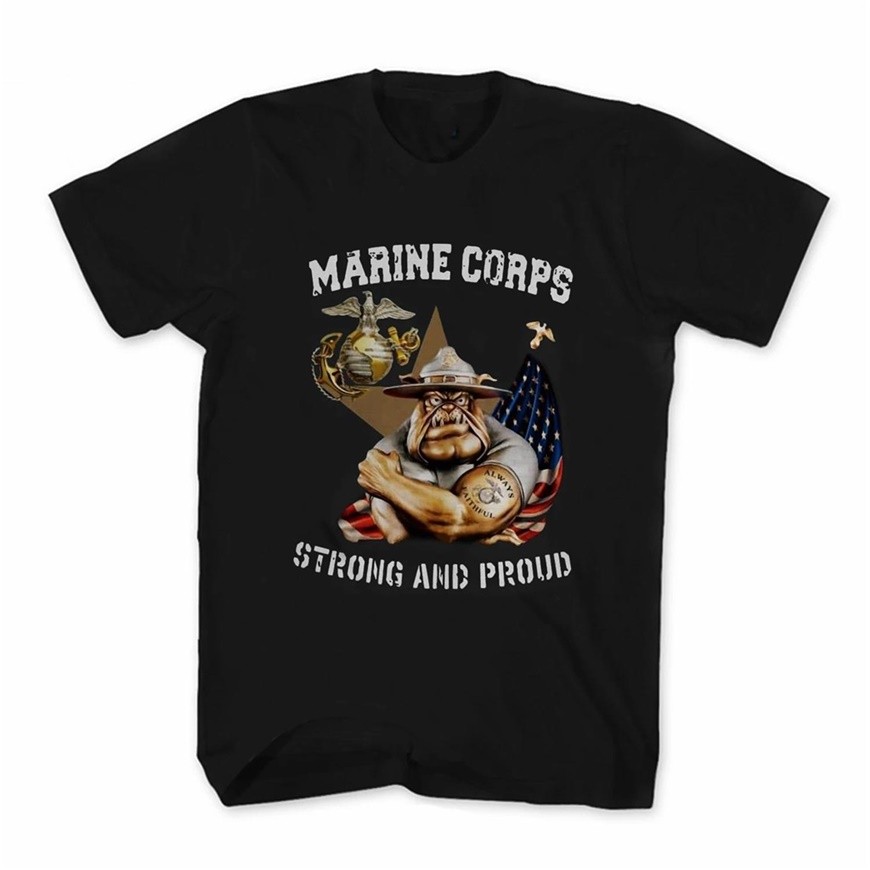 เสื้อยืดผ้าฝ้าย 100% แบบ O-คอ แขนสั้น ออกแบบตามธีม US Marines Bulldog Velcro สำหรับหนุ่มๆ ในวันฤดูร้