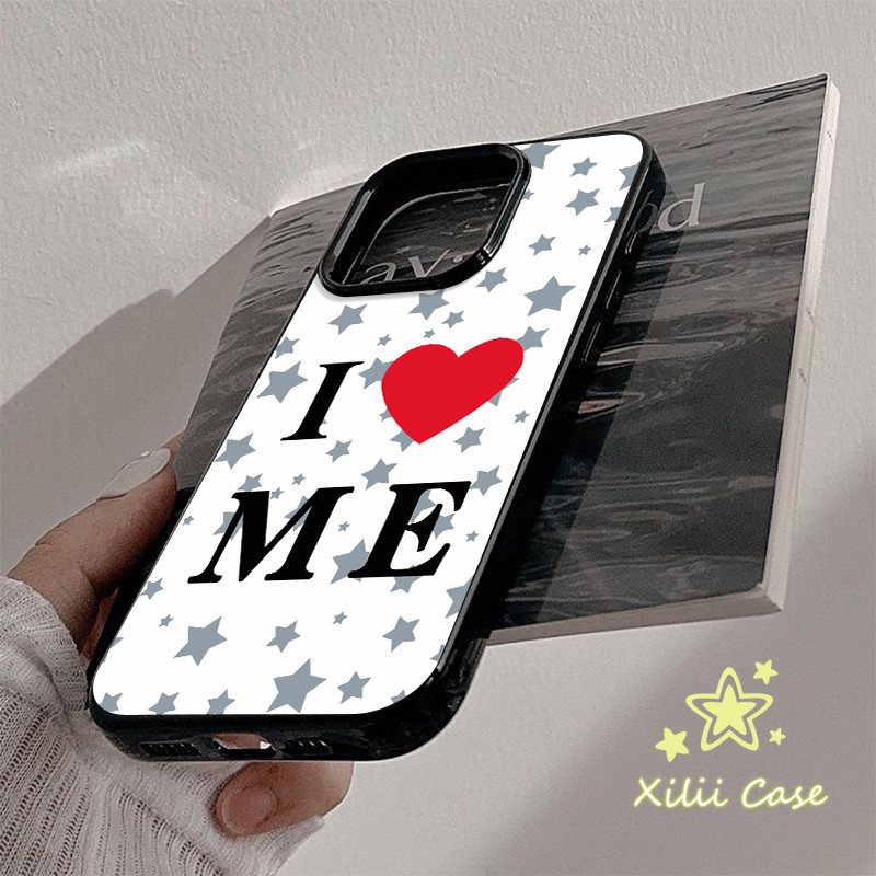เคสไอโฟน 17เคสเงา I LOVE ME ดาว หัวใจแดง สำหรับIPhone 14 16 XR 17 air 12 15 11 13 Pro Max XS X Max 7 15 16 14 8 Plus - รูปที่ 3