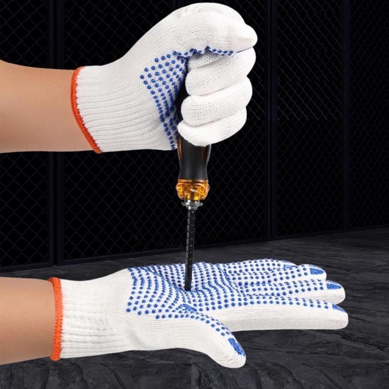 (ยกโหล) (12คู่) ถุงมือเคลือบยาง ถุงมือทำงาน ทำสวน กันลื่น กันบาด ถุงมือยาง ถุงมือกันของมีคมบาด ถุงมือช่าง พร้อมส่ง