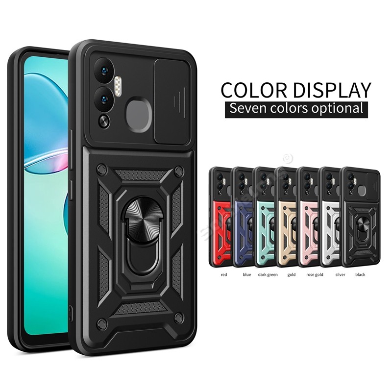 แฟชั่น Mecha สไตล์สําหรับ Infinix Hot 12 Play NFC X6816C X6816 X6816D Hard Push ดึงหน้าต่างขาตั้งแม่