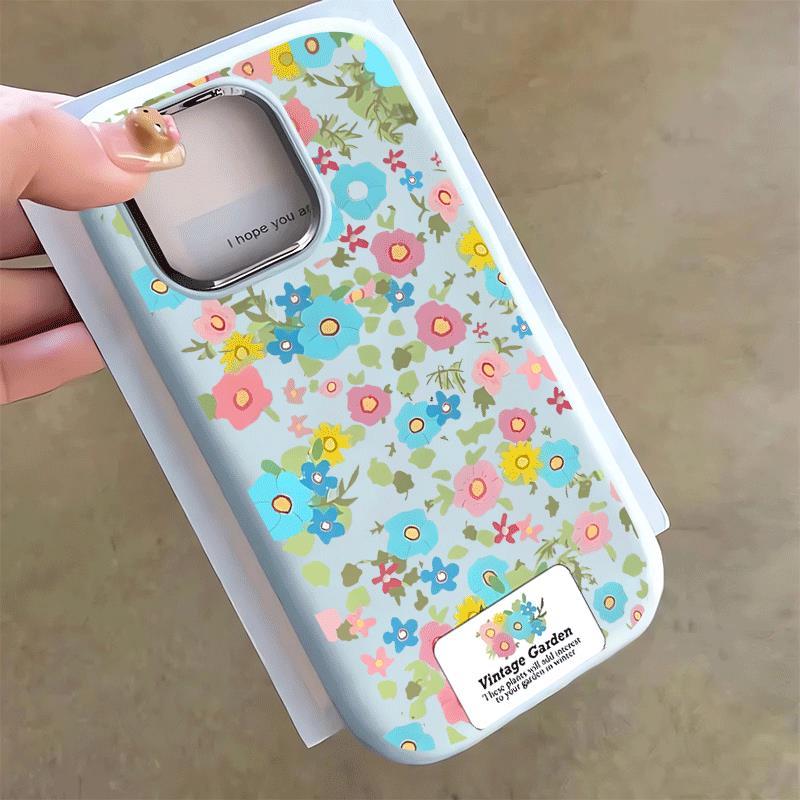 ดอกไม้ Doodle สําหรับ 16 17 เคสโทรศัพท์ 14 15 11 Chubby iPhone 13 กรอบโลหะ 7p 8p