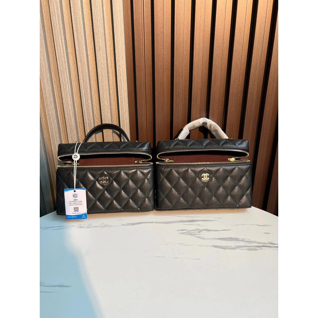 Chanel Bag [สปริงสีสันสดใส] 25s New Style Handle Cosmetic Bag Series, Original Fine Caviar, All-Matc