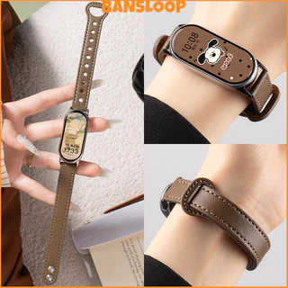 สายรัดหนังแท้บาง for Xiaomi Mi Band 10 9 8 NFC กีฬาปรับสายรัดข้อมือเปลี่ยนสายรัดข้อมือสายรัดข้อมือ for Mi Band 10 9 8