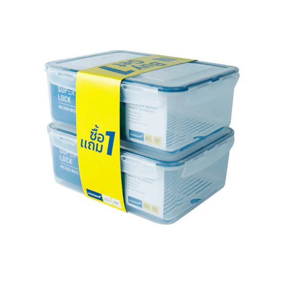 SUPER LOCK กล่องอาหาร 5500 มล. 6817-2 Pack 1GET1 สีขาว ยืนหนึ่งในไทย