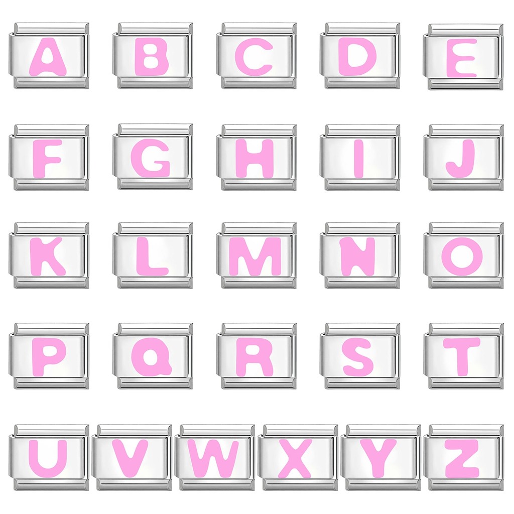 2026 ใหม่ไทเทเนียมเหล็กสีดําตัวอักษรภาษาอังกฤษ ใหม่แฟชั่นอิตาเลี่ยน Charm Links สําหรับสร้อยข้อมือ Fit 9 มม. DIY ทํา - รูปที่ 2