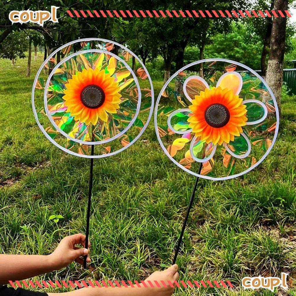 COUPL กังหันลมดอกทานตะวัน,ที่มีสีสัน Double-layer Turntable PVC หมุนดอกทานตะวัน,Multistyles เส้นผ่านศูนย์กลาง 27/28/38 ซม.สวน Yard Wind Spinner กลางแจ้ง Picnic Decor