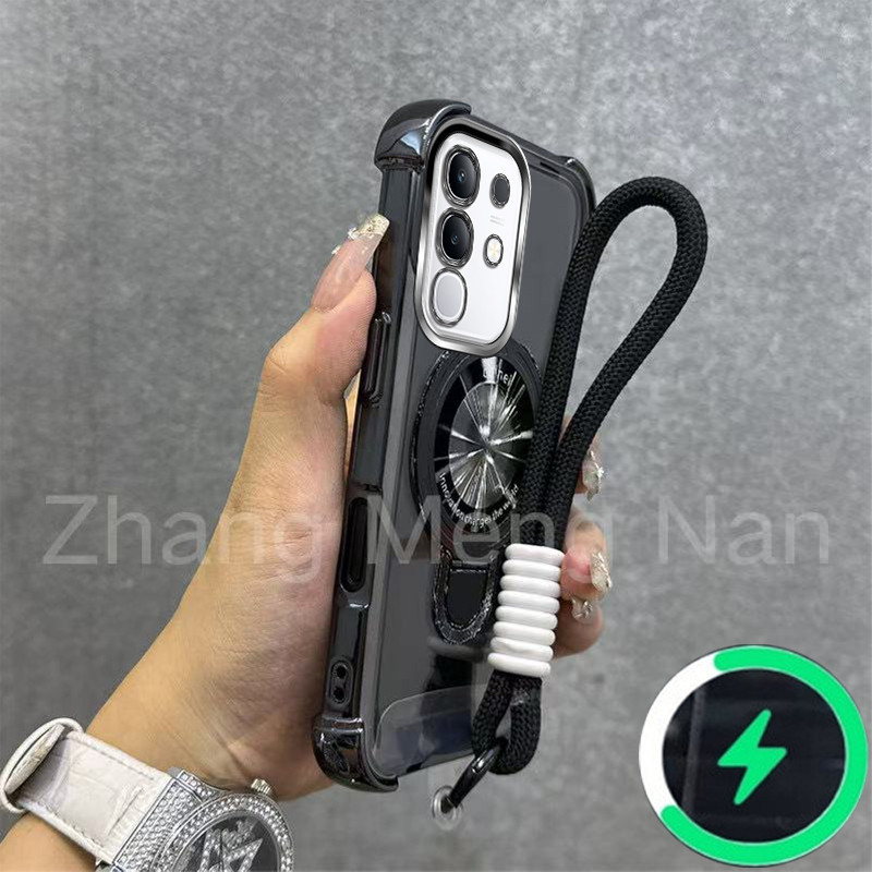 เหมาะสําหรับ VIVO Y29 4G Y29S Y39 T4X 5G เคสโทรศัพท์ U-รูปวงเล็บแม่เหล็กสี่มุม anti drop โปร่งใส sof