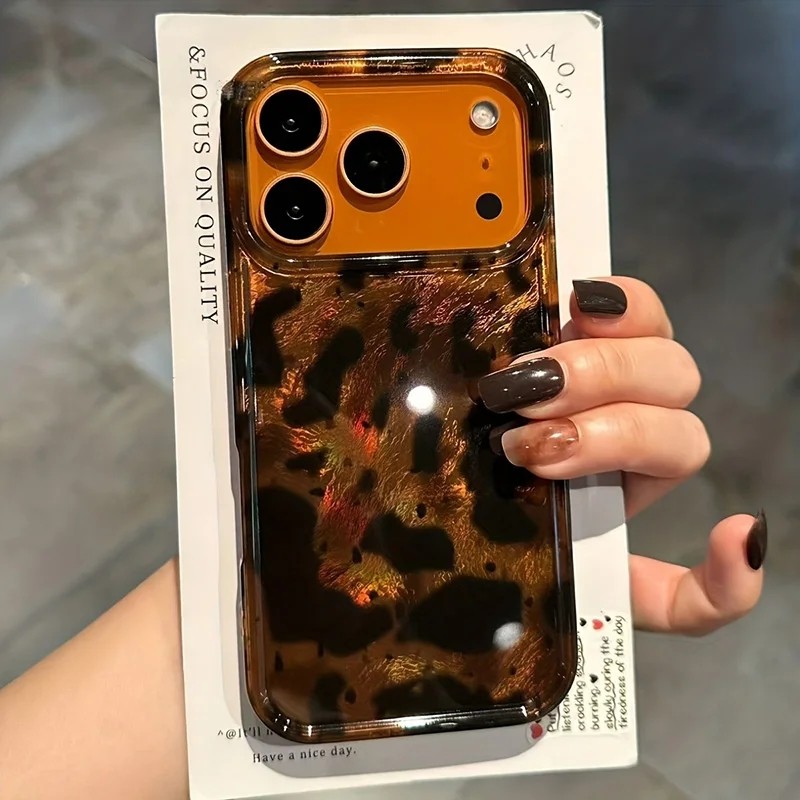 สีดําเสือดาวพิมพ์ออกแบบ Vortex นุ่มเคสโทรศัพท์สําหรับ iPhone 17 16 15 14 13 12 11 Pro Max 17Air 16E XS XR X 7 8 Plus SE2 ฝาครอบ