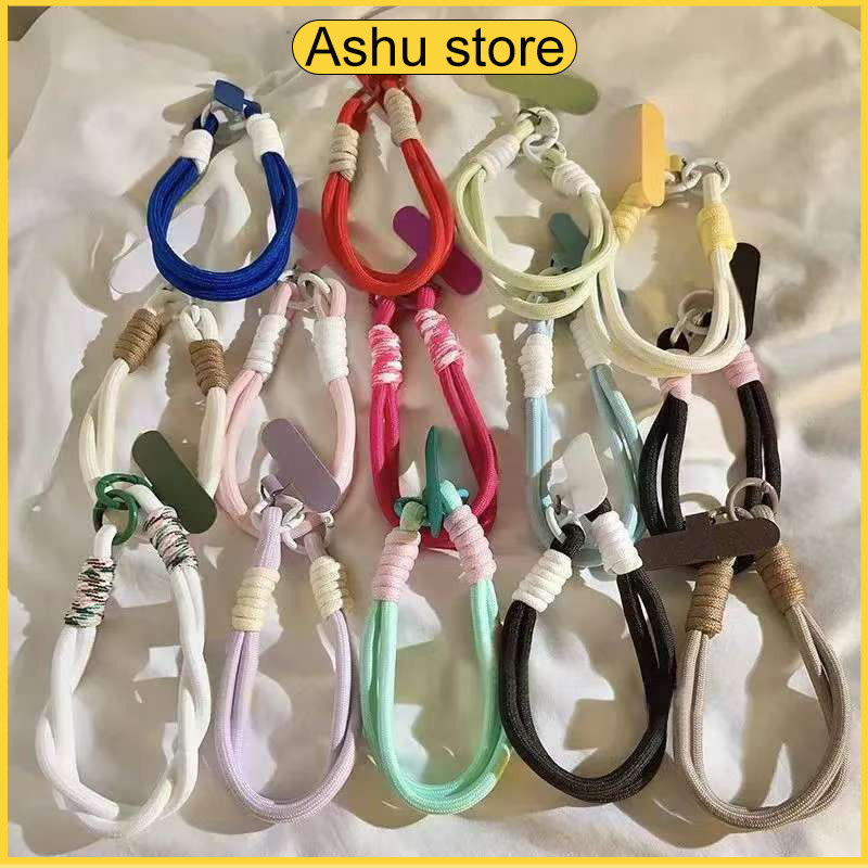 สายคล้องโทรศัพท์ ซิลิโคนเหลว สากล สีลูกกวาด ป้องกันการสูญหาย สลิงข้อมือ เชือกสั้น แถบสายคล้องหูฟัง