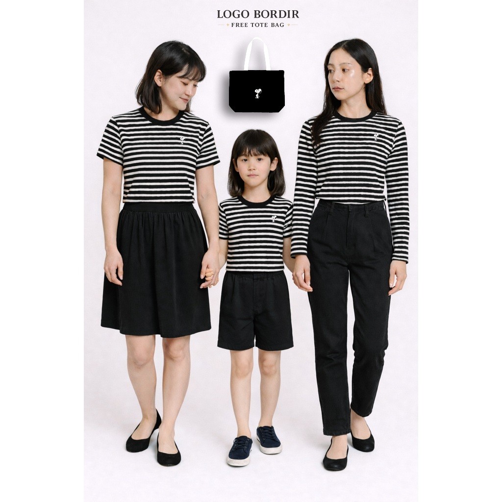 เสื้อยืดลายทางโลโก้ปัก Snoopy / เสื้อยืดลายโลโก้ปัก Snoopy / เสื้อยืดลาย