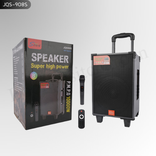 ลำโพงคาราโอเกะ Sing-e JQS908S ตู้ลายไม้ ดอกใหญ่ 8"x1 แบต 3800mAh ฟรีไมค์ เสียงดี เบสแน่น พร้อมส่ง 🚚