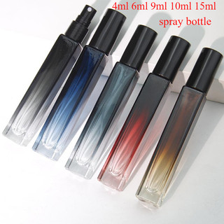 4ml 6ml 9ml 10ml 15ml Gradient สีดํา Mini Square แก้วน้ําหอมสเปรย์ขวดที่ว่างเปล่ารีฟิล Sampl