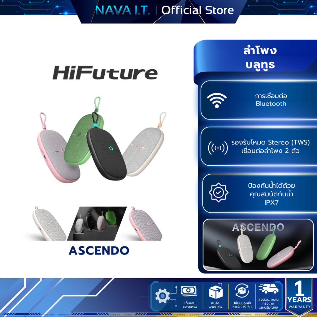 HiFuture Ascendo 2-in-1 Amplifier Portable Wireless Speaker รับประกัน 1 ปี