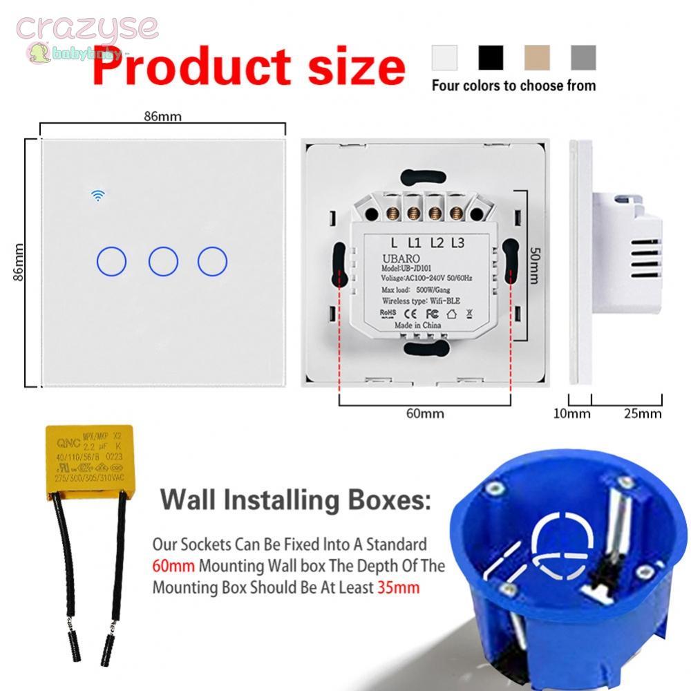 1-Gang สมาร์ท WiFi สวิตช์ผนังสําหรับ Tuya App Control Live หรือ Neutral Wire 100-240V