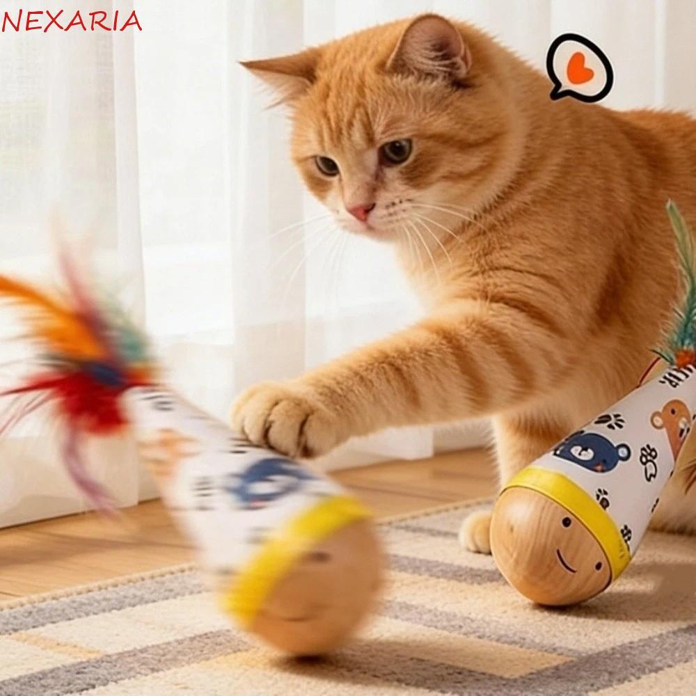 ถัดไป‌ Cat Tumbler Wobbler ของเล่นลายการ์ตูน Bite-Resistant Cat Interactive ของเล่นน่ารักสวมใส่ Feather ลูกแมว Wobble Ball สัตว์เลี้ยงการฝึกอบรม