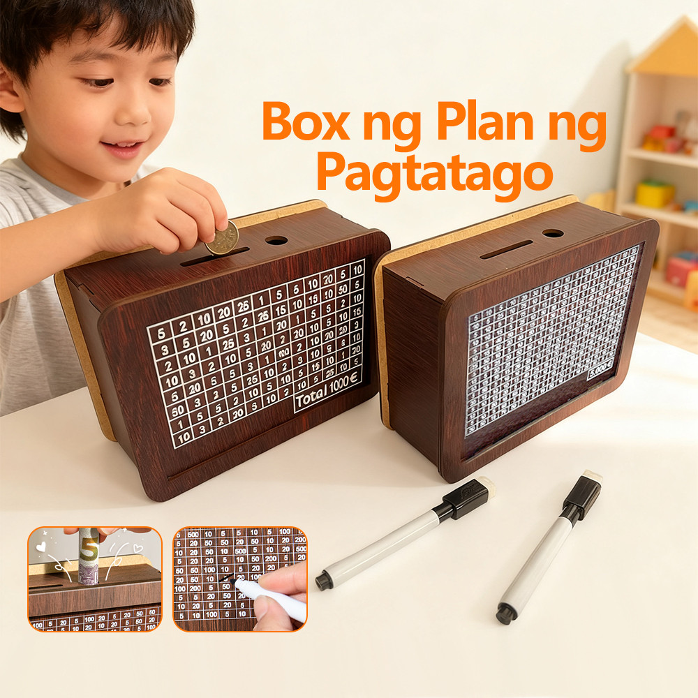 Bubu Piggy Bank กล่องเงินไม้เหรียญแบบใช้ซ้ําได้ Saving Goal Tracker ถาดเหรียญทําด้วยมือ