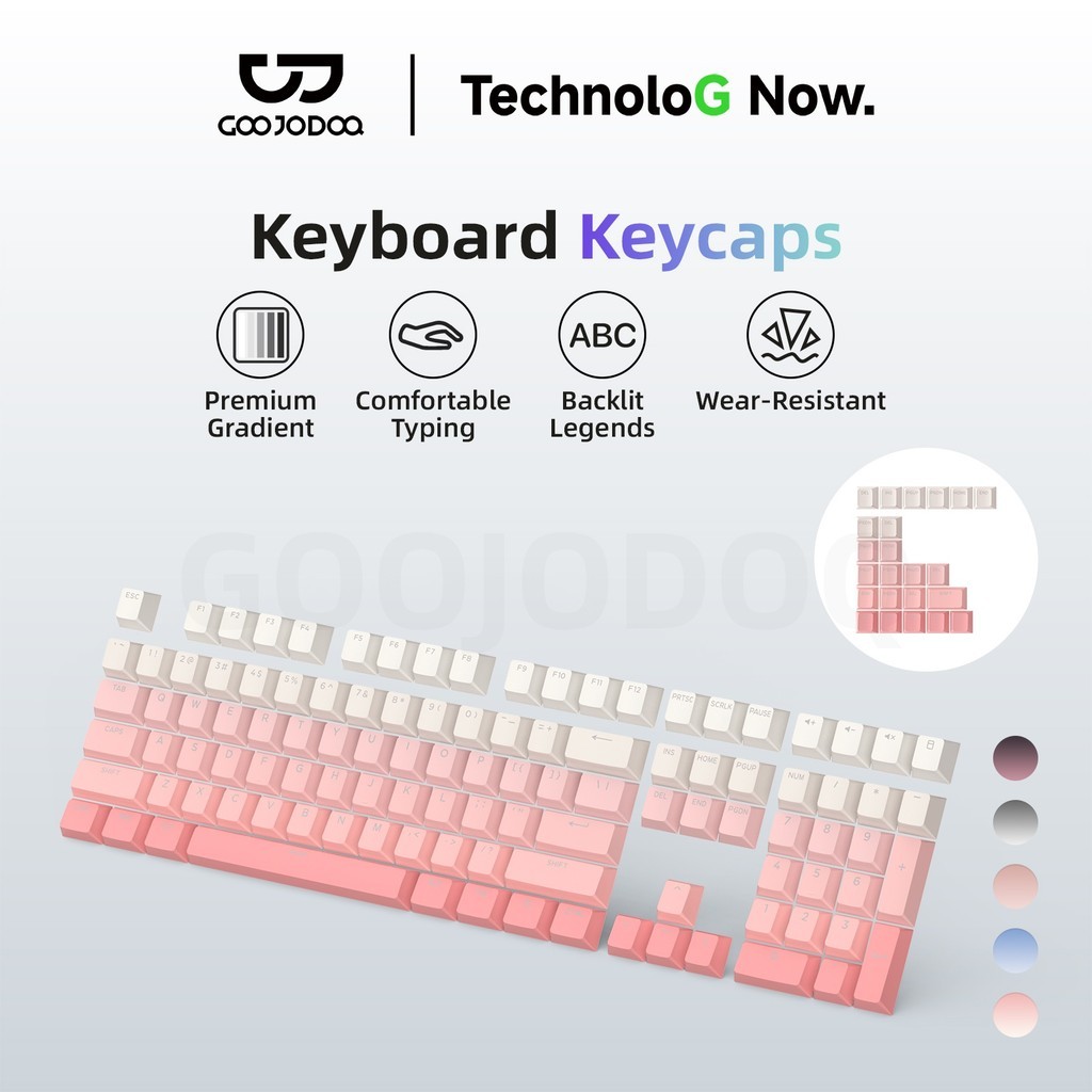 GOOJODOQ 133 key Mechanical Keyboard Keycaps Premium Gradient Design Front Transparent Characters Durable Oil-Resistant