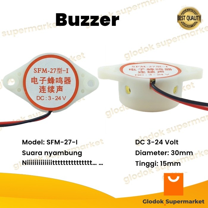 Buzzer SFM-27 Bazer นาฬิกาปลุกต่อเนื่อง DC 3-24v ลําโพง Buzer