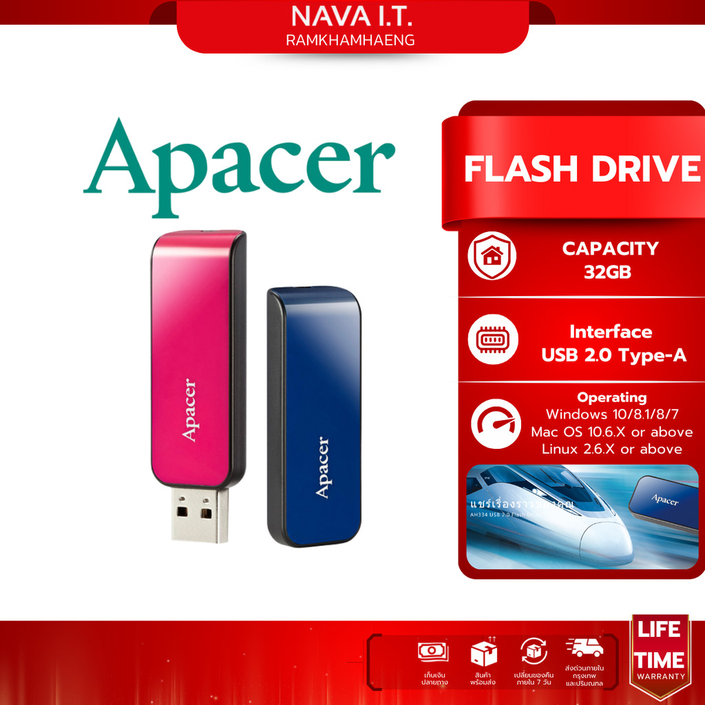 APACER AH334 USB FLASH DRIVE 32GB USB2.0 แฟลชไดรฟ์