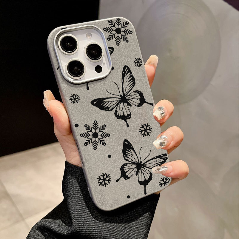 ปลอกสําหรับ Tecno Spark Slim KM7k กรณี Techno Pova Slim KM9 แฟชั่น Matte Black Butterfly & Snowflake