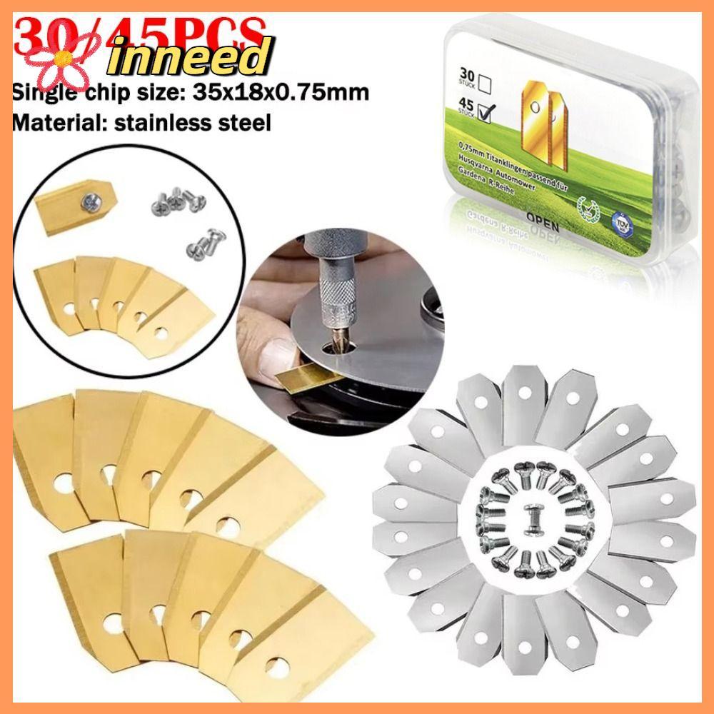 INNEED 30/45PCS Trimmer Blade, หญ้าเปลี่ยนสแตนเลสเครื่องตัดหญ้าชุดใบมีดตัด, สวนอุปกรณ์ซ่อมสําหรับ Hu