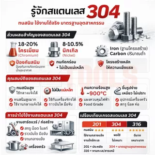ชุดสกรูหัวจม น็อตหัวจม พร้อมน็อตตัวเมียและแหวน สแตนเลส 304 M6-M10 เกลียวมิล เกลียวหยาบ สกรูหัวจมหกเหลี่ยม ทนสนิม