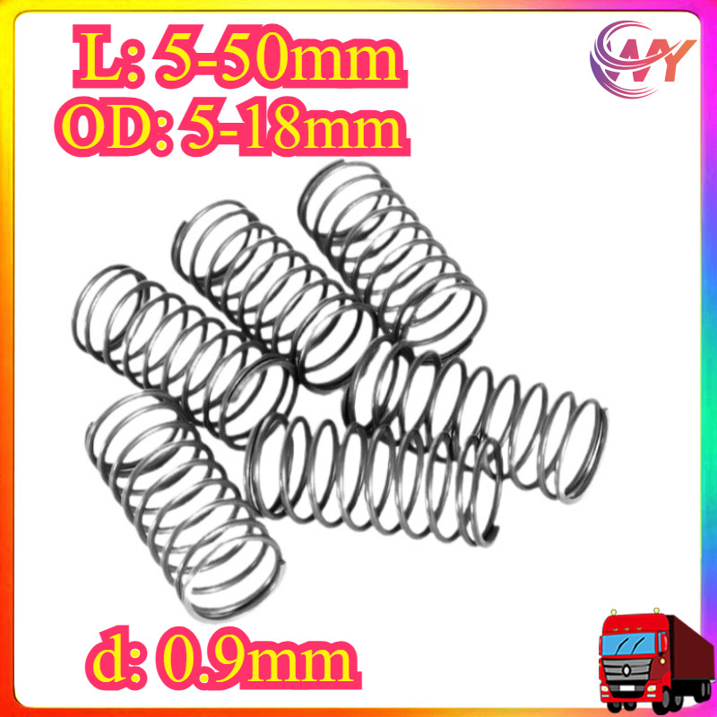 65Mn สปริงบีบเหล็ก d0.9mm*OD5-18mm*L5-50mm แรงดันแรง สปริงคืน สปริงอัด สปริงป้องกันความเมื่อยล้าWY-M