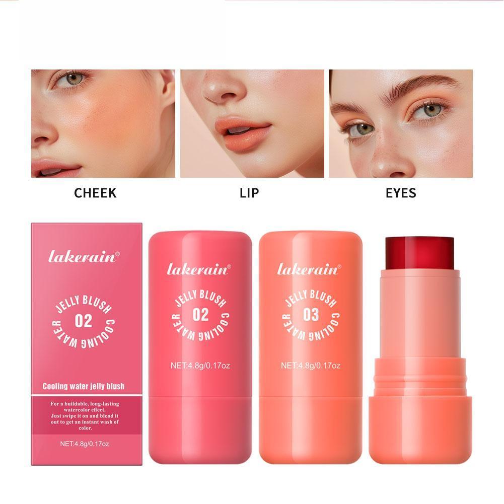 Jelly Blush Stick 3 In 1 Blush สําหรับแก้มริมฝีปากอายแชโดว์ Moisturizing Contour ครีมยาว V0j4