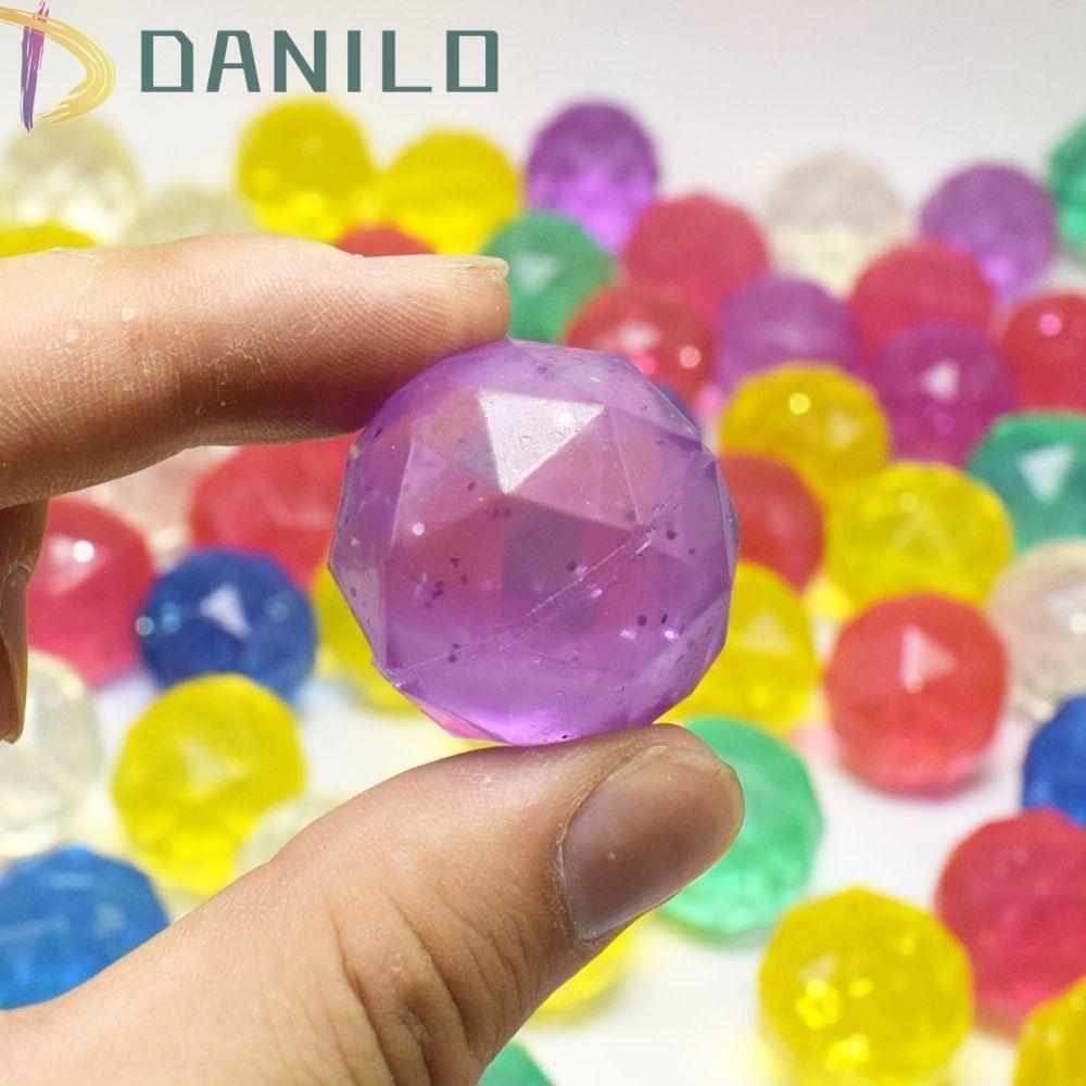 DANILILO 6 ชิ้น Diamond Bouncy Ball, Bouncy toy Clear Rubber Bouncy Ball, Funny Rainbow Color Random